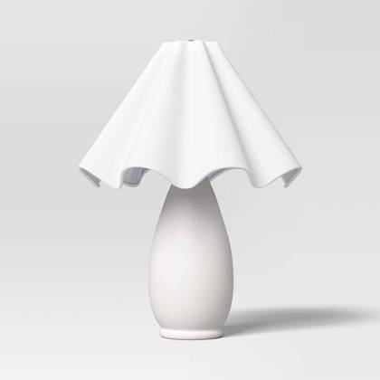 Wavy Shade Collection with Ceramic Base Table Lamp White - Threshold™