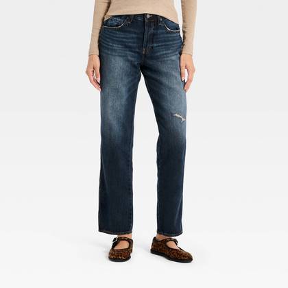 Women's Mid-Rise Boyfriend Jeans - Universal Thread™ Dark Blue 0