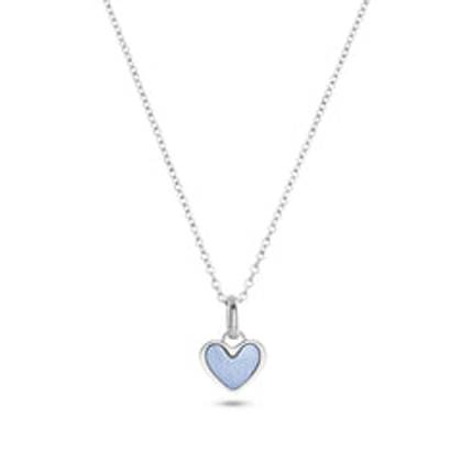 Light Blue Lace Agate Heart Necklace (Silver)