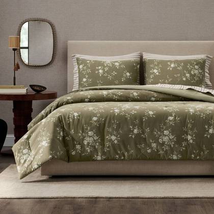 Jeremiah Brent Home 3pc Full/Queen Floral 'Palacio' Cotton Comforter Set Green