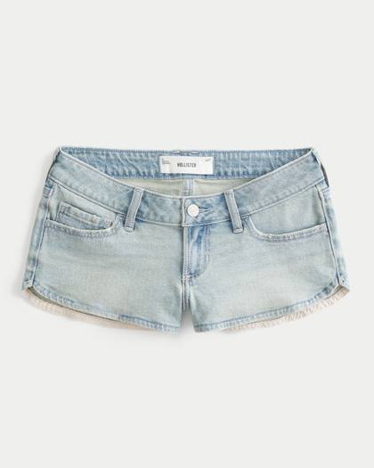 Ultra Low-Rise Denim Micro Shortie Shorts