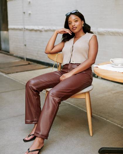 Vegan Leather 90s Straight Pants