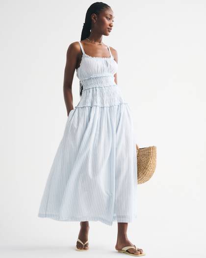 Bra-Free Smocked Drop-Waist Maxi Dress