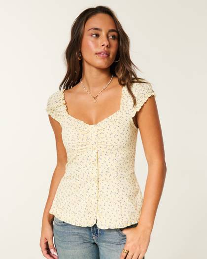 On/Off-the-Shoulder Ruffle Trim Top