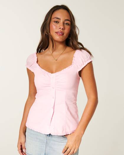 On/Off-the-Shoulder Ruffle Trim Top