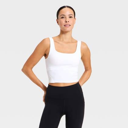 Women's Super Flex Square Neck Ultra Cropped Tank Top - All In Motion™ White XS