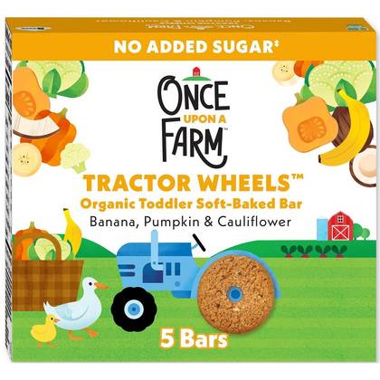 Once Upon a Farm Tractor Wheels Banana Pumpkin & Cauliflower Baby Snacks - 3.35oz: Organic Certified, Non-GMO Verified, No Added Sugar