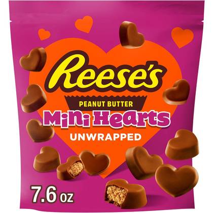 Reese's Unwrapped Mini Hearts Valentine's Day Candy Pouch - Peanut Butter - 7.6oz