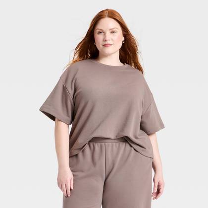 Women's French Terry T-Shirt - A New Day™ Gray 3X