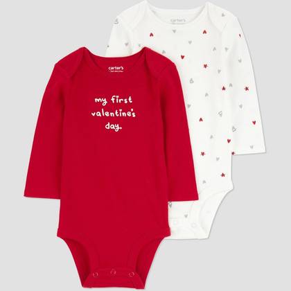 Carter's Just one you® Baby 2pk My First Valentines Day Bodysuit - Red/White 12M