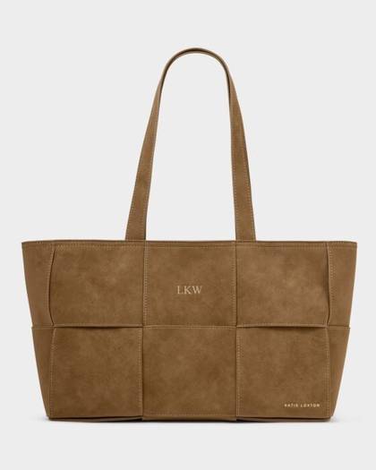 Taya Hand Woven Suedette Tote Bag in Caramel