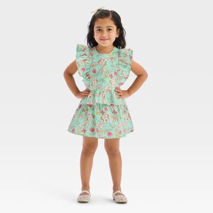 Toddler Girls' 2pc Disney Minnie Mouse Floral Top & Skort Set - Green 2T