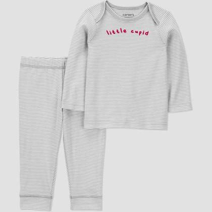Carter's Just one you® Baby Boys' 2pc Valentines Day Little Cupid Striped Sweater and Pants Set - Gray 12M