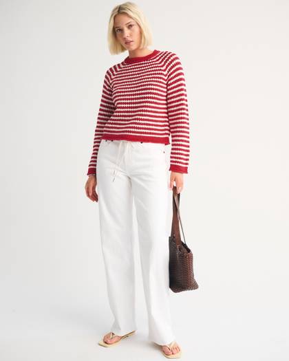 Linen-Blend Low Rise Ultra Loose Jean