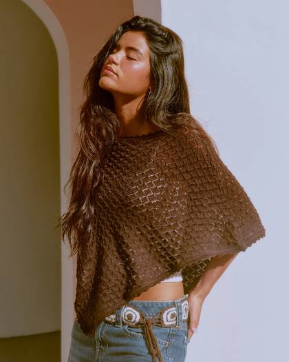 Open-Stitch Sequin Poncho