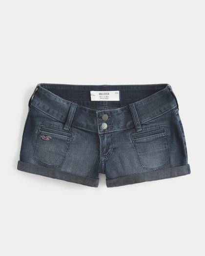 Ultra Low-Rise Denim Shortie Shorts
