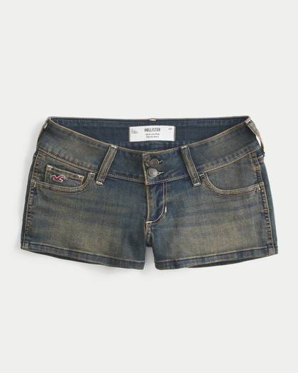 Ultra Low-Rise Denim Shortie Shorts