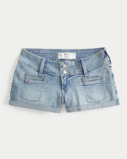 Ultra Low-Rise Denim Shortie Shorts