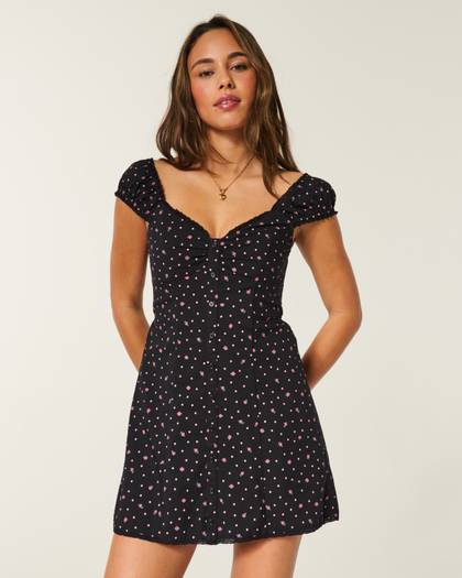 Cap Sleeve Button Shirt Dress