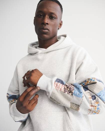 Essential Popover Patchwork Embroidered Hoodie