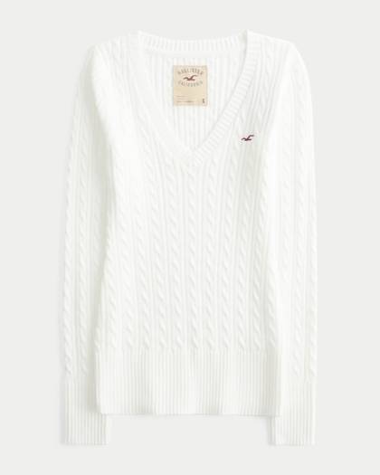Cable-Knit Icon V-Neck Sweater