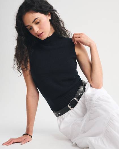 Merino Wool-Blend Sweater Shell Top