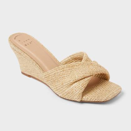 Women’s Amal Wedge Heels with Memory Foam Insole - A New Day™ Natural 5