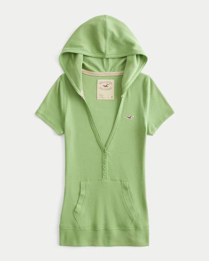 Short-Sleeve Henley Hoodie