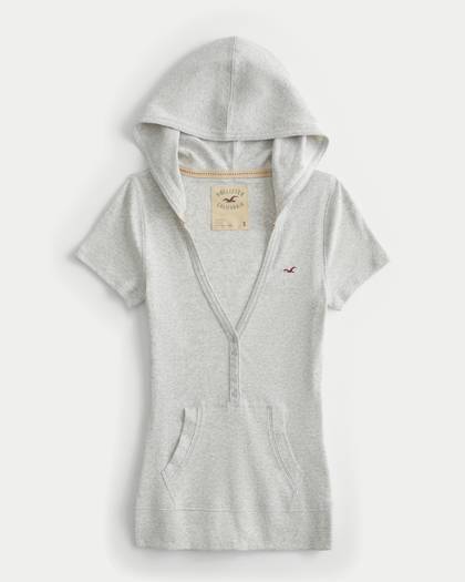 Short-Sleeve Henley Hoodie
