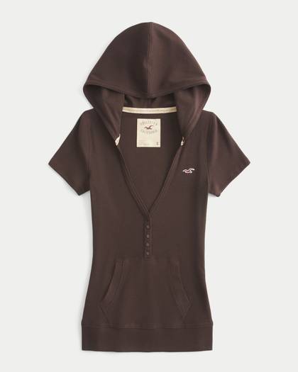 Short-Sleeve Henley Hoodie