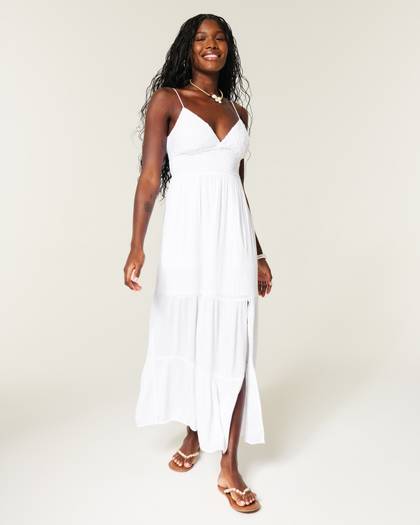Embroidered Babydoll Maxi Dress