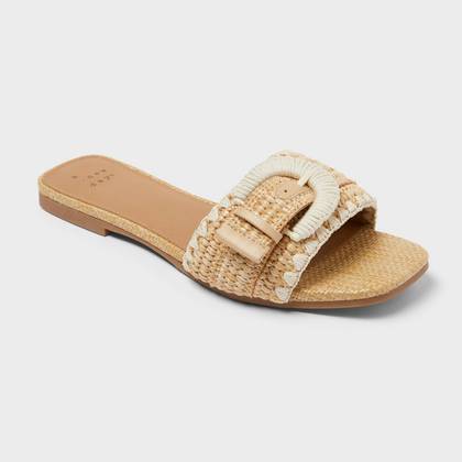 Women’s Audrey Sandals with Memory Foam Insole - A New Day™ Natural 5
