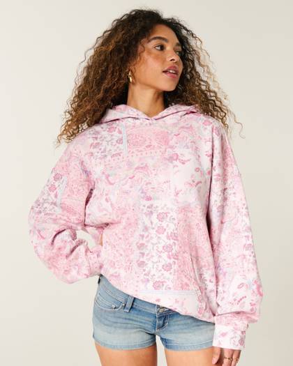 Hollister Feel Good Oversized Floral Pattern Hoodie