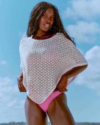 Open-Stitch Sequin Poncho