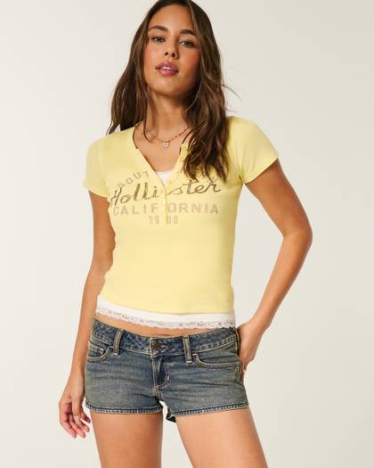 Ultra Low-Rise Denim Micro Shortie Shorts
