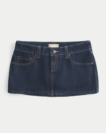 Ultra Low-Rise Denim Micro Mini Skort