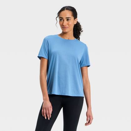 Women's Beyond Ease Crewneck Legging Friendly Short Sleeve T-Shirt - Blue S