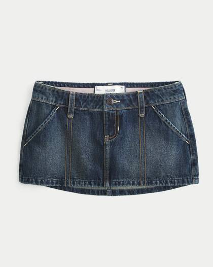 Ultra Low-Rise Denim Micro Mini Skort