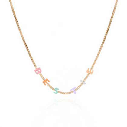 Custom Enamel Name Necklace (Gold)