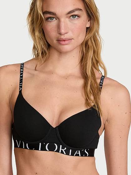 Cotton Exploded Logo Lightly Lined Demi Bra