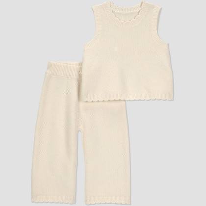 Carter's Just One You® Baby Girls' 2pc Sweater Tank and Pants Set - Cream Newborn