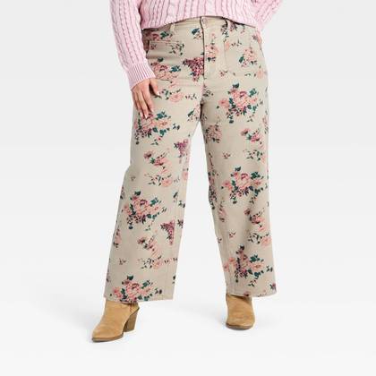 Women's Highest-Rise Floral Sailor Straight Jeans - Universal Thread™ Khaki 24