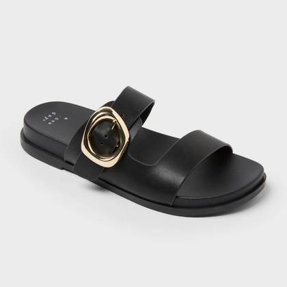 Women’s Meg Sandals with Memory Foam Insole - A New Day™ Black 8.5