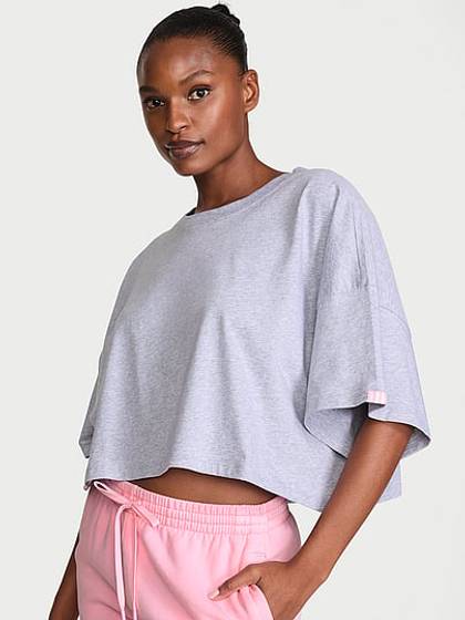 Logo Cotton Oversized Crop Tee