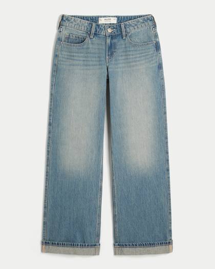 Low-Rise Medium Wash Baggy Jeans