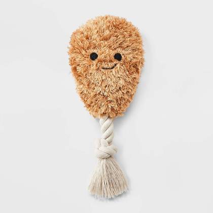 8.5" Chicken Drummie Dog Plush and Rope Toy - Boots & Barkley™: Squeaks, Crinkle Toy, Tug and Cuddle, Small Breed