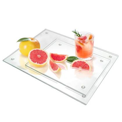 Cutting Board, Tempered Glass - Non-Slip Chopping Plate, Shatter & Heat Resistant for Kitchen Countertop-2 pcs
