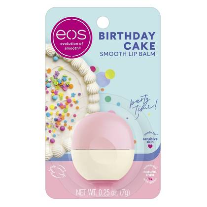 eos Shea Lip Balm - Birthday Cake - 0.25oz: Moisturizing, Clear, Lip Balms and Treatments, 1-Pack
