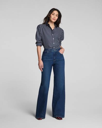 SPANXshape™ Authentic 360 Mid-Rise Wide Leg Jeans | Adriatic Blue - Blue
