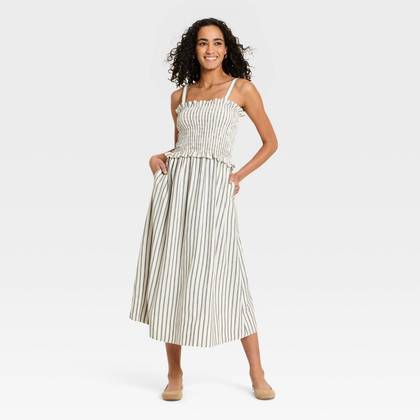 Women's Sleeveless Woven Maxi Sundress - Universal Thread™ Cream Striped XS